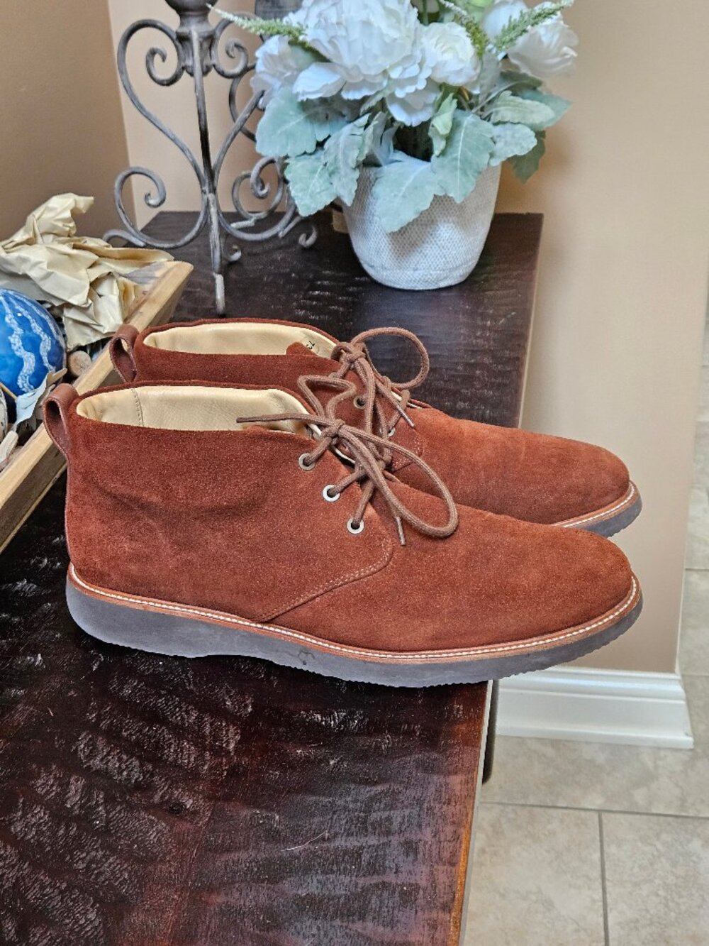 Samuel Hubbard Men's Suede Chukka Boots, Chestnut, Sz 12
